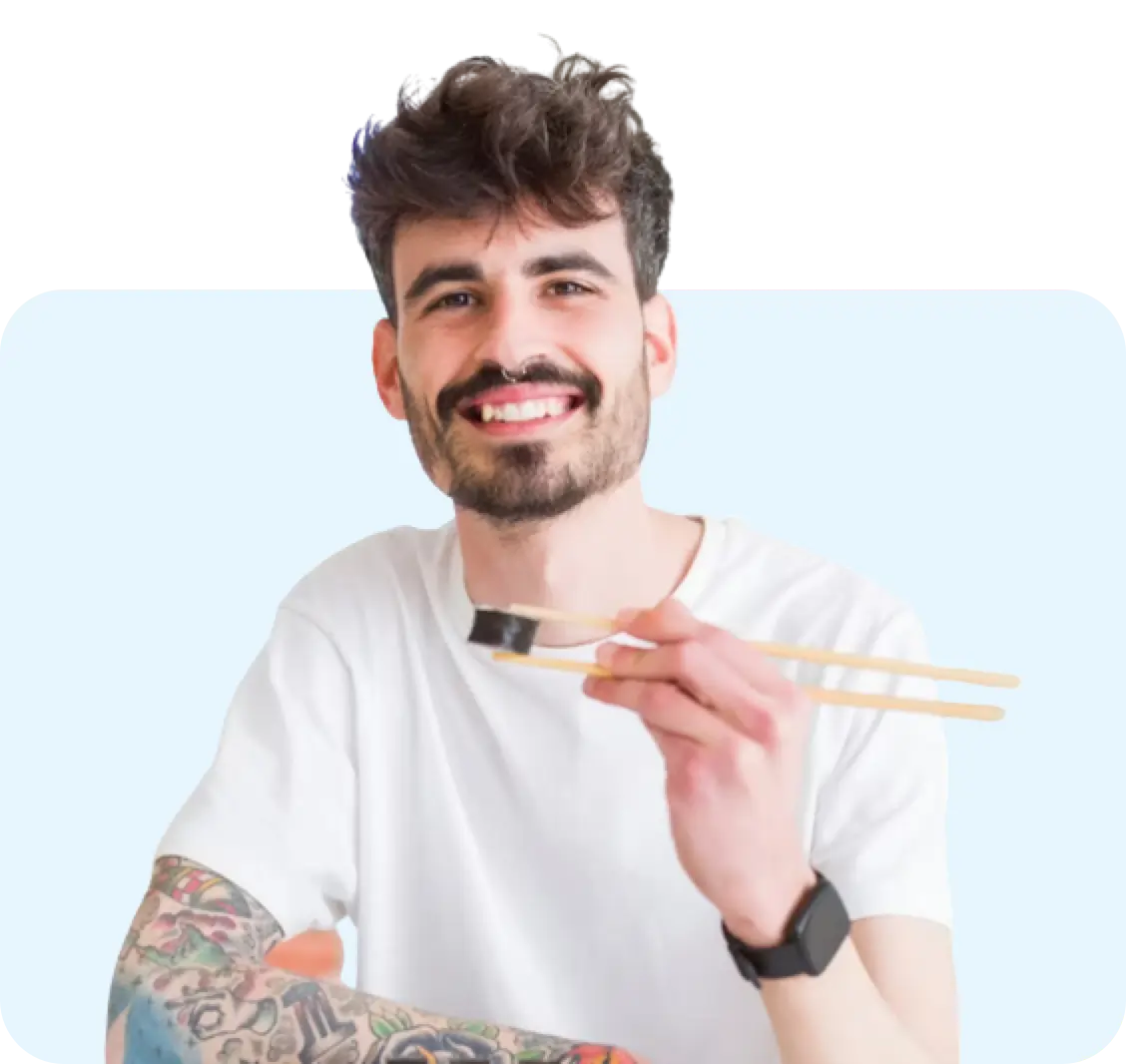 man eating image
